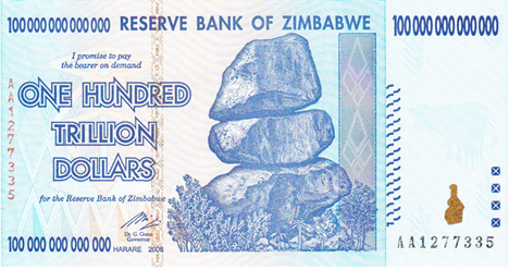 100 hiljada triliona zimbabveanskih dolara